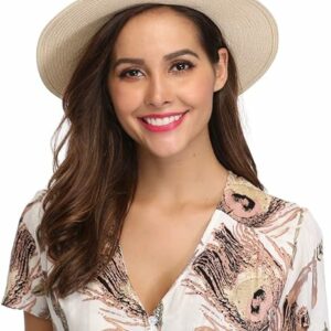 Women Wide Brim Straw Panama Roll up Hat Fedora Beach Sun Hat
