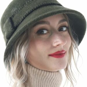 Women Elegant Winter Wool Bucket Hat 1920s Vintage Cloche Bowler Hats